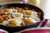 Roasted Red Pepper Hash, Baked eggs & EVOO