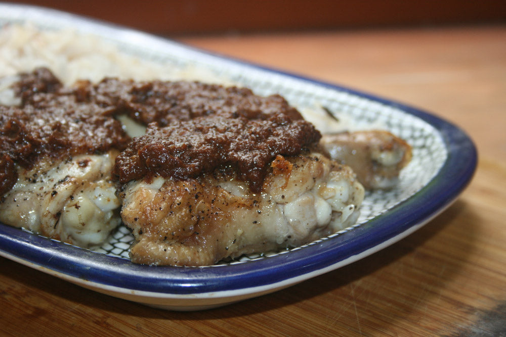 Chicken Mole (Mo-lay) with Green Chili and Chocolate Balsamic