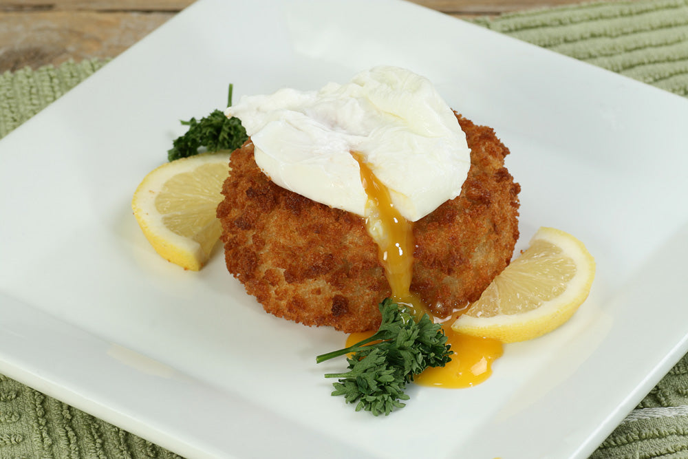 Broccoli & Cauliflower Croquettes, Poached Eggs & Gremolata Hollandaise