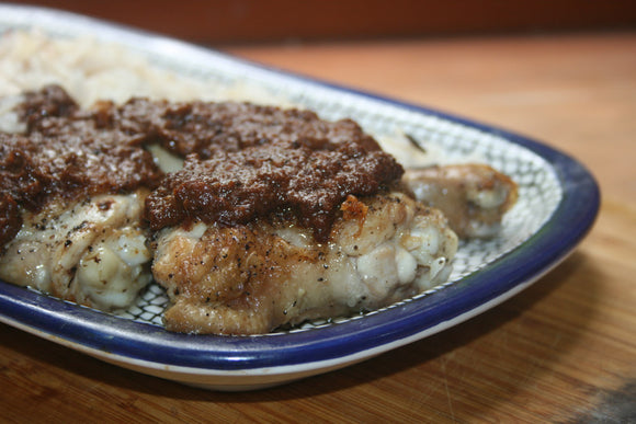 Chicken Mole (Mo-lay) with Green Chili and Chocolate Balsamic